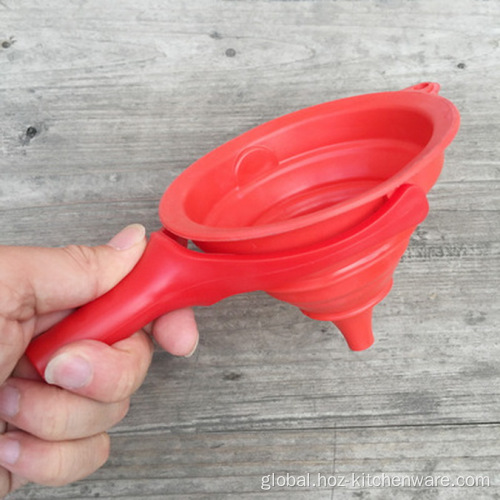 Wide Mouth Canning Funnel With Handle Collapsible Expandable Silicone Funnel With Handle Supplier